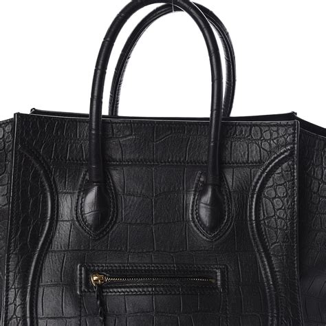 celine phantom handbag black crocodile|CELINE Calfskin Crocodile Embossed Medium Phantom .